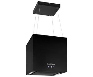 Klarstein Kronleuchter Island Hood - Island Cooker, Kitchen Extractor Fan, Ceiling Hood with LED Touch Display, 3 Power Levels, 45 cm, Black