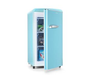 Klarstein Laika Freezer - 60 litres Total Volume, Built-in Thermostat with 5 Levels, Temperature Range from 0 to -18 ° C, 3 Racks for Storage, Free-Standing Installation, Retro Design, Blue