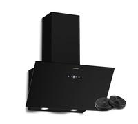 Klarstein Laurel Angled Cooker Hood 60cm - Glass Design, 417 m³/h Airflow, A+++ Energy, LED Lighting, Touch Control, 3+Boost Speeds, Quiet, Recirculating & Extractor Hood, Black