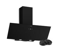 Klarstein Laurel Angled Cooker Hood 90cm - Glass Design, 417 m³/h Airflow, A+++ Energy, LED Lighting, Touch Control, 3+Boost Speeds, Recirculation & Exhaust, Extractor Hood, Black