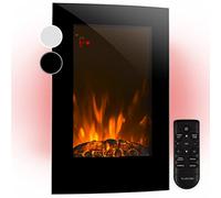 Klarstein Lausanne - Electric Fireplace, V2, 1000/2000 W, Electric Fan Heater, electric fire, Flame Effect, Dimmer Function, electric fire place, Space-Saving Wall Installation, Vertical - Black