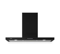 Klarstein Limelight extractor hood - stainless steel wall-mounted hood, extractor hood with 3 power settings, 600 m³/h, digital display, LED lighting, 64 dB, 90 cm wide, black