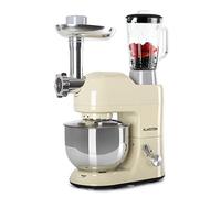 Klarstein Lucia - Stand Mixer, Food Processor and Blender, Meat Grinder, 1300 W, 5 liters, Planetary Mixing System, Mixing Cup, 6-Speed, Various Attachements, Stainless Steel Bowl, Cream