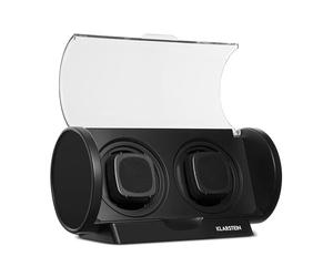 KLARSTEIN Lugano Watch Winder - Plastic, 2 Watches, 4 Different Rotation Modes, Low Energy Consumption, Large Transparent Viewing Window, Rotatable in Both Directions, Black
