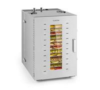 Klarstein Master Jerky Food Dehydrator - Dryer with Infinitely Adjustable Temperature 40-90 °C, 15h Timer, DigiSet Control, 16 Stainless Steel Trays, 1500 W, Silver