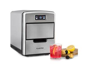 Klarstein Metropolitan Ice Maker, Ice Maker, 12kg/24h, 180W, 3 Sizes of Ice Cubes, Refrigerant R600a, 2.15L Water Tank, Shovel, Stainless Steel, Silver