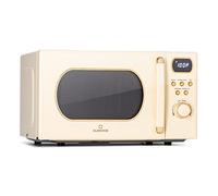 KLARSTEIN Microwave Oven, Countertop, 20L, 800W, 5 Power Levels, 8 Programs, Black, Cream, Stainless Steel, Touch Control, Defrost Function, 25.5cm Turntable, 12kg Max Weight, Vintage Design