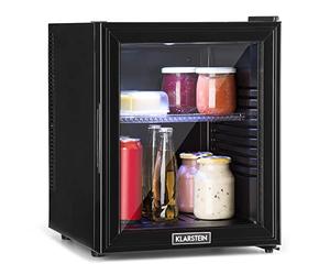 KLARSTEIN Mini Fridge for Bedrooms, Food, Drinks, Beer & Skincare Cooler, Glass Door Drinks, 32L Table Top w/Adjustable Shelves, Quiet & Small Fridge For Home, Office, & Camping