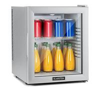 KLARSTEIN Mini Fridge for Bedrooms, Food, Drinks, Beer & Skincare Fridge Cooler, Glass Door Drinks Fridge, 32L Table Top w/Adjustable Shelves, Quiet & Small For Home, Office, & Camping
