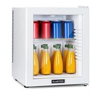 KLARSTEIN Mini Fridge for Bedrooms, Food, Drinks, Beer & Skincare Fridge Cooler, Glass Door Drinks Fridge, 32L Table Top w/Adjustable Shelves, Quiet & Small For Home, Office, & Camping