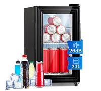 KLARSTEIN Mini Fridge for Bedrooms, Food, Drinks, Beer & Skincare Fridge Cooler, Glass Door Drinks Fridges, 23L Table Top Fridges w/Adjustable Shelves, Quiet & Small For Home, Office, & Camping