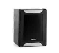 KLARSTEIN Happy Hour Minibar Mini Fridge - Refrigerator, Cooler, 32 Litres, 5-Stage Adjustable Temperature, Silent, Class G, Subtle Interior Lighting, Black/Silver