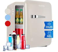 KLARSTEIN Mini Fridge for Bedrooms, Food, Drinks, Beer & Skincare Fridge Cooler, Vintage Design Drinks Fridges, 48L Table Top Fridges w/Adjustable Shelves, Quiet & Small For Home and Office