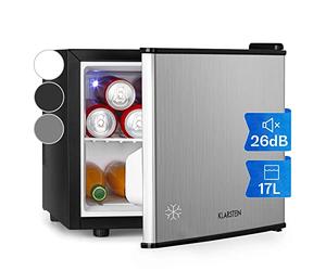 Klarstein Mini Fridge for Bedrooms, Food, Drinks, Skincare, Beverages & Beer Fridge Cooler, Manual Defrost, 3 Cooling Levels, Quiet & Small Fridge for Home, Office, Bar, Caravans, Camping, 0-15°C, 17L