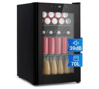 KLARSTEIN mini fridge with glass door & LED, mini fridge for rooms, small drinks fridge with removable 3 shelves, small fridge 70L, indoor/outdoor fridge quiet, 0-10°C
