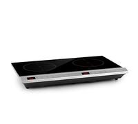 Klarstein MisterCook Duo Hotplate Infrared Hob - 2 Cooking Zones, 3000 Watts, 10 Power and Temperature Levels, 90-650 ° C, Timer, Touch Control, Overheating and Over-Voltage Protection, Silver