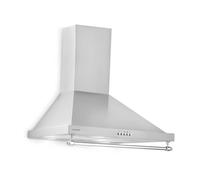 Klarstein Montblanc Cooker Hood - Kitchen Extractor Fan, Cooker Extractor Fan, 610m³ / h, 3 Stages, 165W, 2 x 1.5W LED Bulbs, Mounting Set with Wall Brackets, Silver/Grey [Energy Class A]