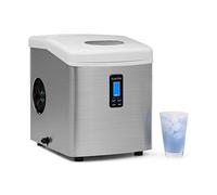 Klarstein Mr. Silver Frost Ice Maker - Ice Machine, 150W, 3.3L Tank, Tasteless Plastic Lining, Pump System, Easy-to-Clean, Low Operating Noise, Backlit LCD Display, Stainless Steel, White