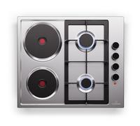 Klarstein MultiChef 4 - 4-Burner Stainless Steel Cooktop, 6300W, 2 Gas & 2 Electric Zones, Auto Ignition & Flame Failure Safety, LPG & Natural Gas Compatible, 58x8x50cm