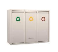 KLARSTEIN Ordnungshüter 3 in 1 Mülleimer - 45L Abfalleimer Küche mit 3x15L Trennsystem, Edelstahl, Geruchssicher, Wandmontage, Sand