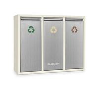 KLARSTEIN Ordnungshüter 3 Rubbish Bins Waste Separator (45L (3 x 15 L), Front Flap Mechanism for Easy Filling, Coloured Identification for the Front Flaps) Creme Beige