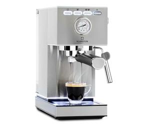 KLARSTEIN Pausa espresso maker, portafilter machine with 1350 watts, espresso maker 7-9 bar pressure, portafilter with water tank: 1.4 litres stainless steel, silver