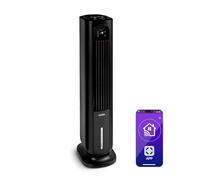 Klarstein Polar Tower Smart Portable Air Cooler - 4-in-1 Fan, Humidifier & Purifier, 7L Tank, Smart App & Alexa Control, 3,306 m³/h Airflow, Timer, Ice Packs, Mobile with 360° Rollers, Black