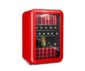 Klarstein PopLife Drinks Cooler - mini bar, Retro Fridge, 0-10°C, only 39 dB, 115 L, Environmentally Friendly, Double-Glazed Door, Retro Design, red