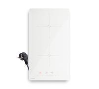 Klarstein PowerGlide Induction Hob - 2-Zone Built-In Induction Hob, 3500W Boost, Touch Slider, Timer, Child Lock, Residual Heat Indicator, Ceramic Glass, 30cm, White
