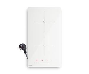 Klarstein PowerGlide Induction Hob - 2-Zone Built-In Induction Hob, 3500W Boost, Touch Slider, Timer, Child Lock, Residual Heat Indicator, Ceramic Glass, 30cm, White