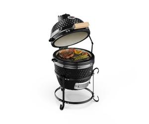 Klarstein Prince-Sized Kamado Grill Ceramic Grill Oven BBQ for Grilling Slow Cooking Smoking Baking (11" Smoker, 50-425 C Temperatures, 2cm Thick Ceramic Wall for Heat Storage) Black