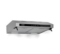 Klarstein Purista Force Integrated Cooker Hood, 60cm Under-Cabinet Hood, Dual Motor, 343 m³/h Air Flow, LED Touch Panel, Energy Efficiency C, Stainless Steel, LED Lighting, Charcoal Filter