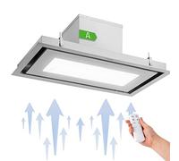 Klarstein Remy Brilliant Edition Island Hood, EEC A, 618 m³ / h, 230 W, Remote Control, LED Lamp: 3 Brightness Levels up to 6500 Kelvin, Grease Filter, Exhaust Air and Circulating Air - 90 cm, Silver