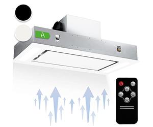 Klarstein Remy - Island Cooker Hood, Kitchen Extractor Fan, Extractor Hood, Substructure hood, Ceiling hood and bull; 90 cm, Touch, Cooking surface lighting; up to 620 m³/h Remote control, White