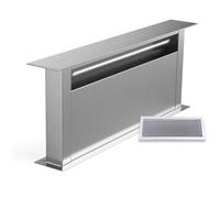 Klarstein Royal Flush Eco 75 Downdraft Cooker Hood Energy Efficient, 604 m³/h Air Flow, Quiet 52 dB, Touch Control, LED Lighting, Stainless Steel, Retractable Design