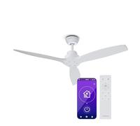 KLARSTEIN Santa Elena Ceiling Fan - Smart Control, 132 cm Diameter, 6 Speeds, Quiet DC Motor, Reversible for Summer & Winter, Remote & Voice Control, 10260m³/h Airflow, White