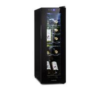 KLARSTEIN Shiraz Wine Cooler Black - 12 Bottles, 32 L, 1 Zone | Freestanding Wine Fridge with Glass Door, Quiet, 5-18 °C, LED, Stainless Steel Frame