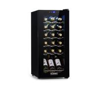 KLARSTEIN Shiraz Wine Cooler Black - 18 Bottles, 50 L, 1 Zone | Freestanding Wine Fridge with Glass Door, Quiet, 5-18 °C, LED, Stainless Steel Frame