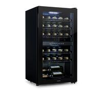 Klarstein Shiraz Wine Refrigerator 5-18°C, 42dB, Soft Touch Control Panel, Wine Cabinet with LED Lighting, Wine Fridge Freestanding, 80 Litres, for 29 Bottles of Wine, Black