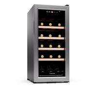 KLARSTEIN Shiraz Premium Wine Cooler Silver - 18 Bottles, 50 L, 1 Zone | Freestanding Wine Fridge with Glass Door, Quiet, 5-18 °C, LED, Stainless Steel Frame, Smart