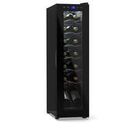 KLARSTEIN Shiraz Wine Cooler Black - 14 Bottles, 1 Zone | Freestanding Wine Fridge with Glass Door, Quiet, 5-18 °C, LED, Stainless Steel Frame, Slim