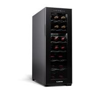 KLARSTEIN Shiraz Wine Cooler Black - 18 Bottles, 2 Zones | Freestanding Wine Fridge with Glass Door, Quiet, 5-18 °C, LED, Stainless Steel Frame