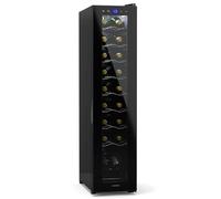 KLARSTEIN Shiraz Wine Cooler Black - 18 Bottles, 50 L, 1 Zone | Freestanding Wine Fridge with Glass Door, Quiet, 5-18 °C, LED, Stainless Steel Frame, Slim