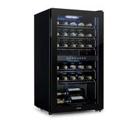 KLARSTEIN Shiraz Wine Cooler Black - 29 Bottles, 80 L, 2 Zones, UK Plug | Freestanding Wine Fridge with Glass Door, Quiet, 5-18 °C, LED, Stainless Steel Frame