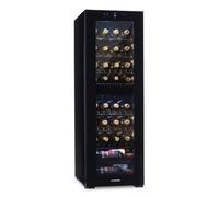KLARSTEIN Shiraz Wine Cooler Black - 39 Bottles, 2 Zones | Freestanding Wine Fridge with Glass Door, Quiet, 5-18 °C, LED, Stainless Steel Frame