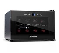 KLARSTEIN Shiraz Wine Cooler Black - 8 Bottles, 1 Zone | Freestanding Wine Fridge with Glass Door, Quiet, 5-18 °C, LED, Stainless Steel Frame