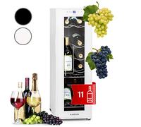 KLARSTEIN Shiraz Wine Cooler White - 12 Bottles, 32 L, 1 Zone | Freestanding Wine Fridge with Glass Door, Quiet, 5-18 °C, LED, Stainless Steel Frame