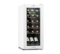 KLARSTEIN Shiraz Wine Cooler White - 18 Bottles, 50 L, 1 Zone | Freestanding Wine Fridge with Glass Door, Quiet, 5-18 °C, LED, Stainless Steel Frame
