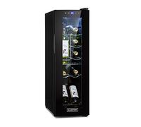 KLARSTEIN Free-standing Wine Cooler Fridge, Single Zone Wine Fridge with Glass Door, 32L Slimline Drinks for Home Pub, Indoor/Outdoor Bar Fridge, 12 Bottles
