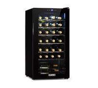 KLARSTEIN Shiraz Wine Refrigerator 5-18 °C, 42 dB, Soft Touch Control Panel, Wine Cabinet with LED Lighting, Wine Fridge Freestanding, 74 Litres, for 28 Bottles of Wine, Black